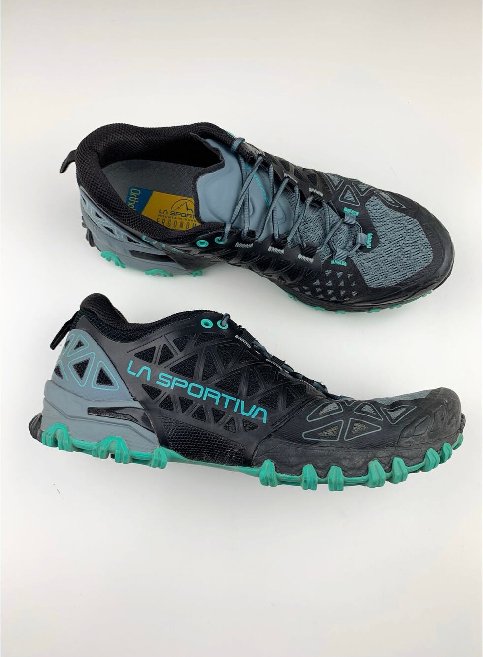 La Sportiva Women's Trail Sneakers in Black and Teal Accents